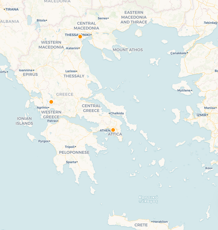 Χάρτης Ελλάδας με διαθέσιμες εργασίες τεχνικών